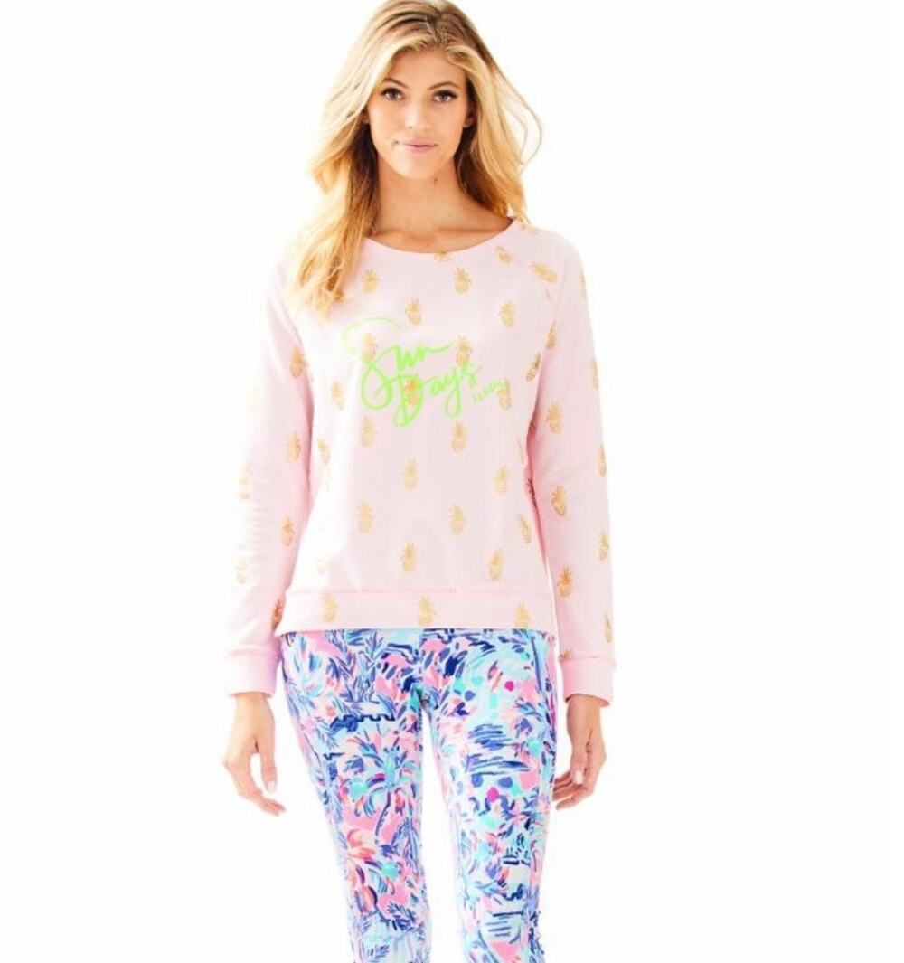 LILLY PULITZER-BRAYDON PULLOVER pink pineapple long Sleeve Size XS Sun Days